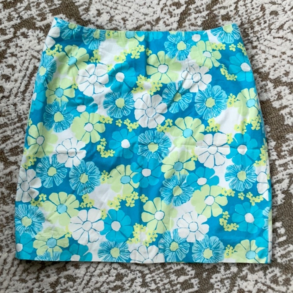 Lilly Pulitzer Blue and White Mini Pencil Skirt Resort Wear